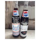 2 Vintage 16-ounce glass Pepsi-Cola bottles,
