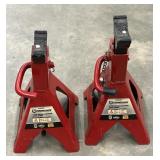 2 pc. red Strongway Double-Locking Jack Stands
