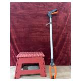 2 pc. folding plastic step stool and long-reach