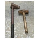 2 pc. vintage wooden mallet and heavy-duty