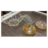 Collection of vintage glassware, two iridescent
