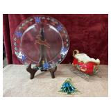 3 pc. Christmas 13" Round Glass Platter,and