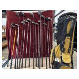 Titleist golf stand bag and various sized golf