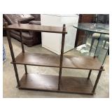Charming three-tier wooden shelf.