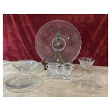8 pc. scalloped, glass plate,3 toed tricorne