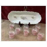 9 pc. porcelain oblong dish and glass globes on
