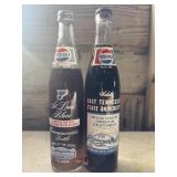 2 Vintage commemorative Pepsi glass bottles,