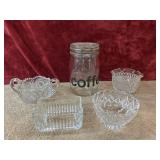 5 pc. vintage 1-liter glass coffee storage jar ,