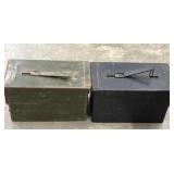 2 pc. vintage olive drab military metal storage