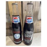 2 Vintage commemorative Pepsi-Cola glass bottles