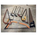 Assorted Hand Saws, 3 metal-cutting hacksaws with