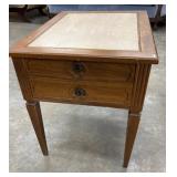 Charming vintage wooden side table with a stone