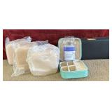 6 pc. Portable travel jewelry organizers, leather