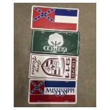 4 Novelty decorative license plates, Mississippi