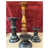 4 pc. wood candlestick holders.