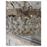 Vintage two-tier brass and crystal basket-style