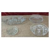4 pc.   glass  divided relish dish, lid, bowl and