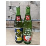 2 Vintage 16-ounce green glass commemorative 7-Up