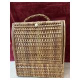 Vintage woven wicker and rattan picnic carrier