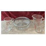 pressed-glass serving bowl And Pyrex  and Oven