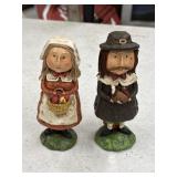 Vintage Thanksgiving Pilgrim Couple Figurines