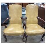 2 Traditional Queen Anne-style armchairs