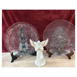 3 pc. vintage  Village Toy Shoppe" glass holiday
