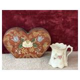 2 pc. hand-painted wooden heart Plaque and