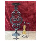 3 pc. cast iron scrollwork stand, decorative