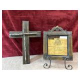 2 pc. handmade wooden wall cross and metal