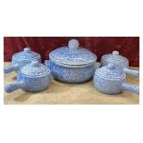 6 pc. Pottery crock Soup tureen and  individual