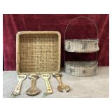 6 pc. Wicker storage basket, two-tier natural