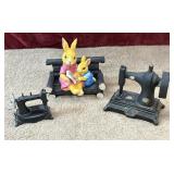 3 pc. , Mother & Baby Bunny Reading Figurine