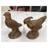 Pair of Brown Ceramic Quail Figurines