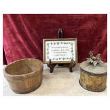 3 pc. vintage wooden stave bucket vintage round