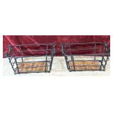 2 pc. metal woven wicker baskets