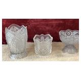 3 pc. tulip-shaped vase, small open sugar/nappy
