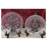 2 pc. snowflake footed cake plate  and Cristal