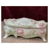 porcelain footed trinket and jewelry box