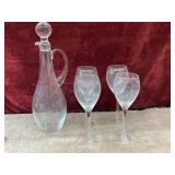 5 pc. vintage year drop glass wine decanter and