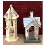 2 pc. vintage decorative, hand-painted floral