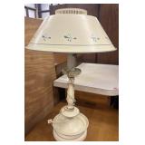 Vintage country-style metal toleware table lamp,
