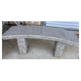 Curved grey granite garden Bench.