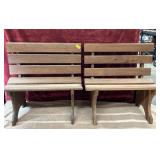 2 pc.  small, handmade wooden slat bench