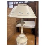 Vintage toleware table lamp in a cream/beige