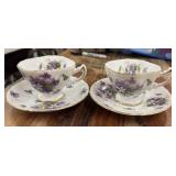 Vintage Porcelain Teacup and Saucer Set - Purple