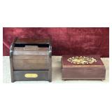 2pc. The Bombay Company vintage wooden cabinet