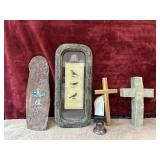 5 pc. handmade ceramic wall plaque, vertical