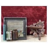 6 pc. dark brown wooden serving tray , Syroco