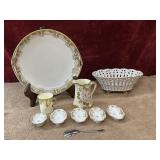 9 pc. vintage Nippon porcelain dinner plate,